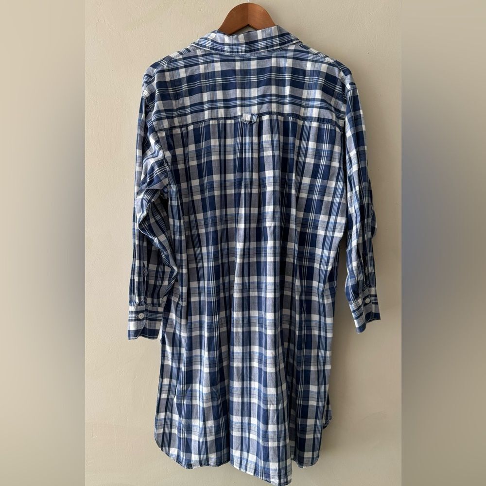 Victoria's Secret Pink Beige Plaid Print V-Neck Button Down Tunic Top Shirt Sz M - Picture 2 of 3